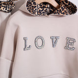 Completo Tuta Con Inserti Animalier LOVE Argento