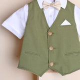 Completo Cerimoniale Con Bermuda+Camicia+Gilet+Papillon