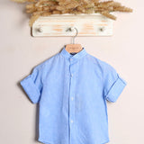 Camicia Collo Coreano In Lino