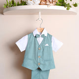 Completo Cerimoniale Con Bermuda+Camicia+Gilet+Papillon