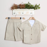 Coordinato Lino Con Bermuda Cargo+Camicia+T-Shirt
