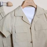 Coordinato Lino Con Bermuda Cargo+Camicia+T-Shirt