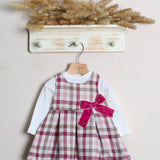 Vestito Scozzese Con Shirt Mezzocollo+Cardigan