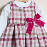 Vestito Scozzese Con Shirt Mezzocollo+Cardigan