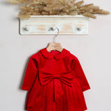 Vestito Natalizio Con Fiocco In Velluto