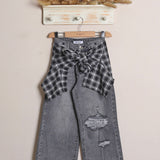 Jeans Gamba Larga Con Foulard