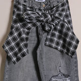Jeans Gamba Larga Con Foulard