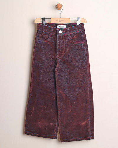 Denim Gamba Larga Effetto Velluto