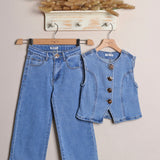 Coordinato Denim Con Pantalone+Gilet
