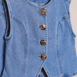 Coordinato Denim Con Pantalone+Gilet