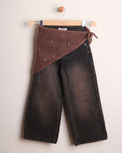 Jeans Gamba Larga Con Bandana