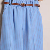 Pantalone Gamba Larga Gessato (Cintura Inclusa)