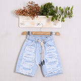Bermuda-Denim mit Rissen 
