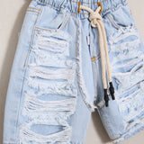Bermuda-Denim mit Rissen 