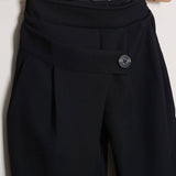 Pantalone Gamba Larga Con Pieghe