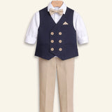 Completo Elegante Con Gilet+Pantalone+Camicia+Papillon