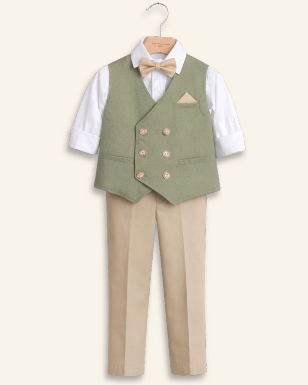 Completo Elegante Con Gilet+Pantalone+Camicia+Papillon