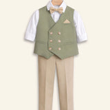 Completo Elegante Con Gilet+Pantalone+Camicia+Papillon