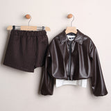 Completo Con Short, Giubbino Ecopelle e Maglia